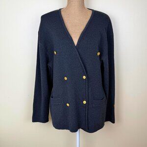 Vintage Busnel Double-Breasted Gray Wool Cardigan – Size 44